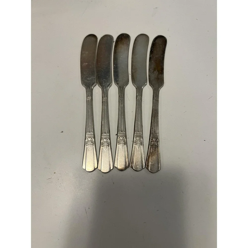 Vintage 1930s Court Silver Plate Butter Spreader Knives - Set of 5